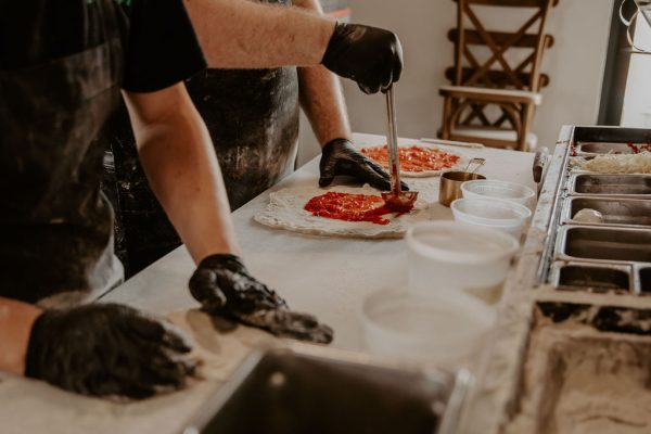 Preparing pizza